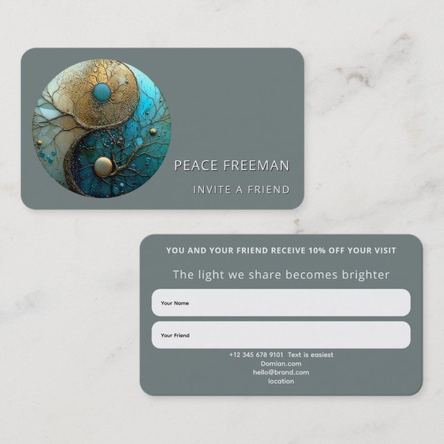 Tides of Balance | Yin Yang Design Visitkort (Fram/baksida)