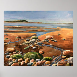 Tides ut från kuststranden vid kusten vid havet poster