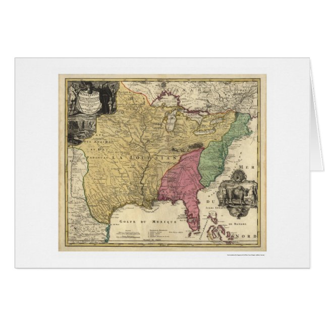Tidig Amerika karta 1763 Hälsningskort (Framsidan Horizontal)