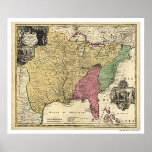 Tidig Amerika karta 1763 Poster