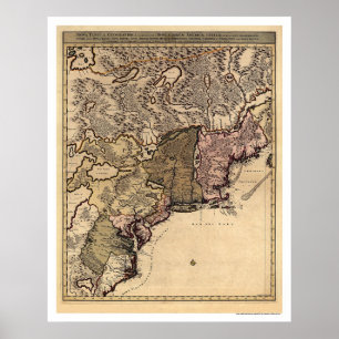 Tidig Amerika Visscher karta 1717 Poster