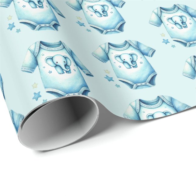 Tidig babydusch för tuggbodykostymer presentpapper (Rullad Hörn)