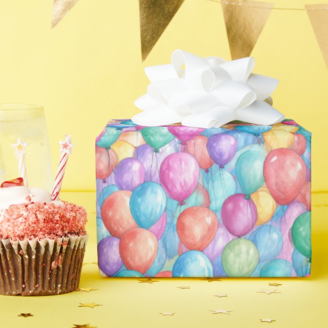 Tidig ballong i mönster party presentpapper (Födelsedagsfest)