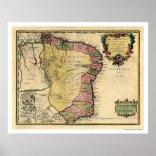 Tidig Brasilien karta 1719 Poster