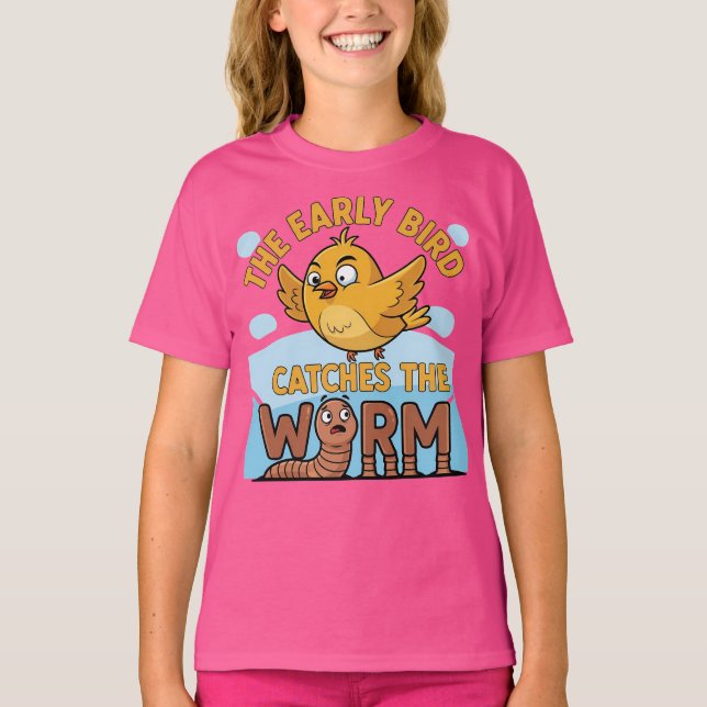 Tidig Fågel Fångar Mask Roligt T Shirt (Framsida)