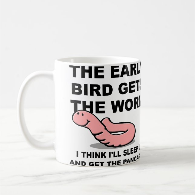 Tidig Fågel Får Masken Sova Gärna Rolig Mugg (Vänster)