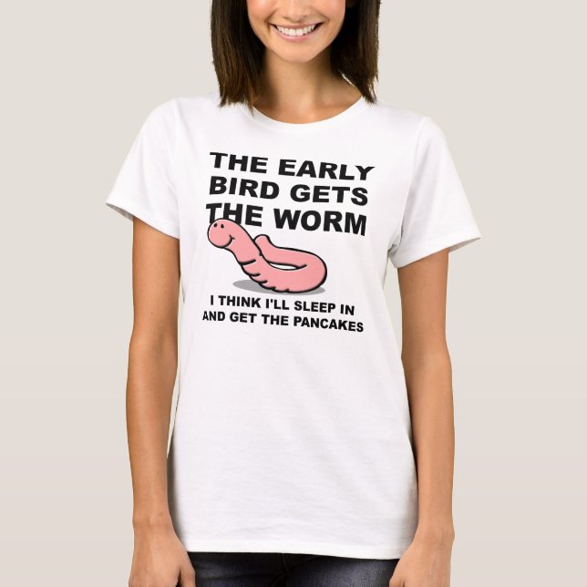 Tidig Fågel Får Masken Sova I Rollig T-Shirt (Framsida)