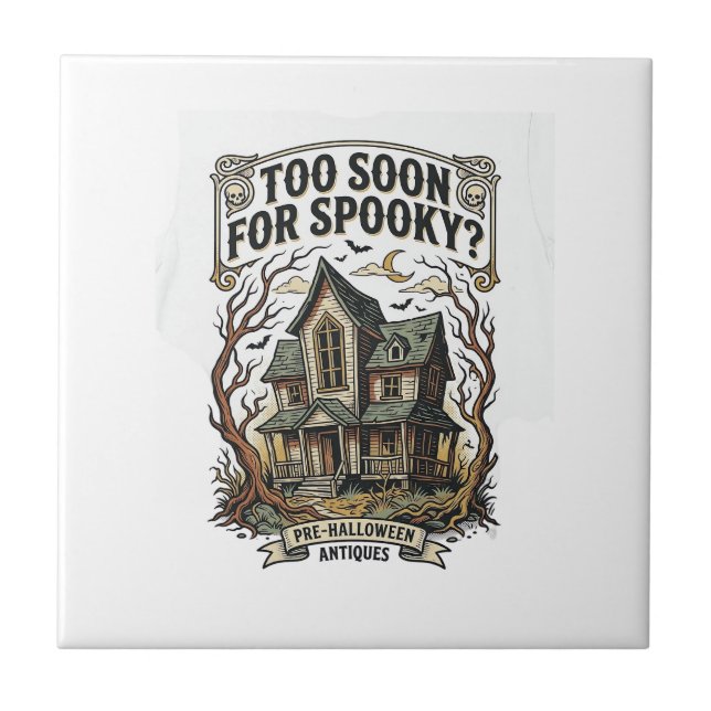 Tidig Halloween-tröja Vintage-spökhusdesign Kakelplatta (Framsidan)