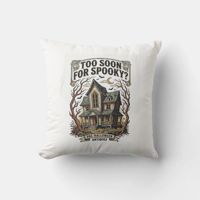 Tidig Halloween-tröja Vintage-spökhusdesign Kudde (Framsida)