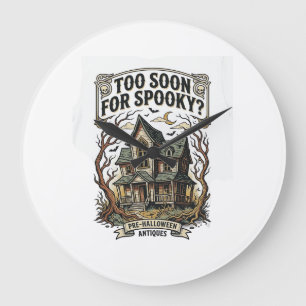 Tidig Halloween-tröja Vintage-spökhusdesign Stor Klocka