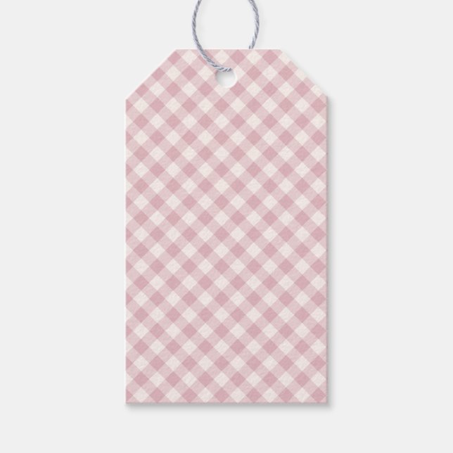 Tidig Höst Retro Gingham | Dämpad Ros Presentetikett (Framsidan)