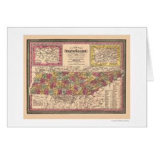 Tidig karta av Tennessee 1850 Hälsningskort