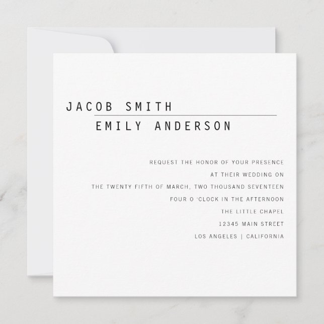 Tidig Modern bröllopsinbjudan Inbjudningar (Framsida)