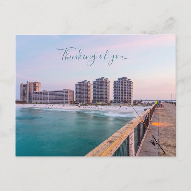 Tidig Navarre Beach Florida Fiske Tänker på dig Vykort (Framsida)