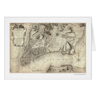 Tidig New York City karta 1776 Hälsningskort