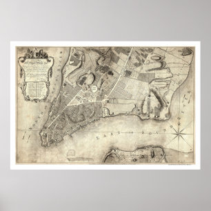 Tidig New York City karta 1776 Poster