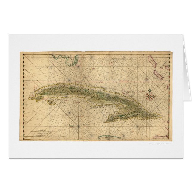 Tidig ö av Kubakartan 1639 Hälsningskort (Framsidan Horizontal)