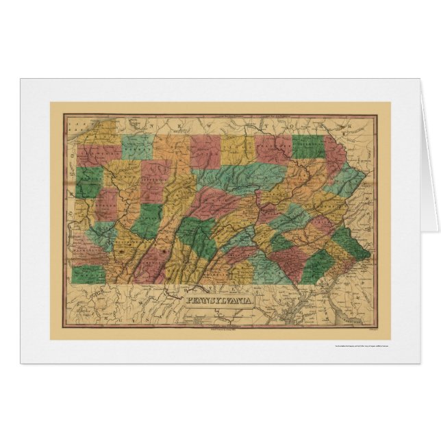 Tidig Pennsylvania järnvägkarta 1829 Hälsningskort (Framsidan Horizontal)