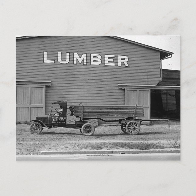 Tidig traktor trailer, 1925 vykort (Framsida)