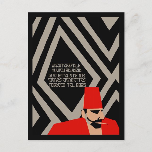 Tidig tysk Art Deco tobaksbutiksannons Vykort (Framsida)