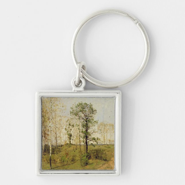 Tidig vår på Weimar, 1876 Fyrkantig Silverfärgad Nyckelring (Framsidan)