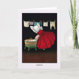 Tidiga 1900s Måndag Sunbonnet stämm Kort