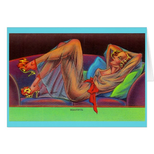 tidiga 1940-talet Vacker pin-up flicka OBS Kort (Framsidan Horizontal)