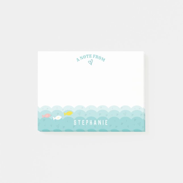 Tidiga fiskearter i Cute Ocean | PERSONLIG Post-it Block (Framsida)