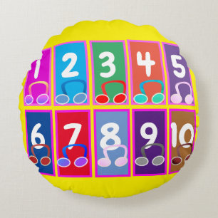 Tidiga Matematik Nummer 1 till 10 Runda Kuddar