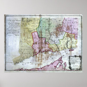 Tidigare 1766 Connecticut Karta Poster