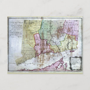 Tidigare 1766 Connecticut Karta Vykort