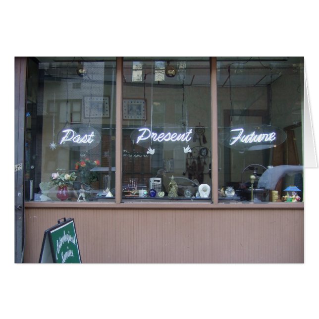 Tidigare, aktuell, framtida 5 x 7 hälsningskort (Framsidan Horizontal)