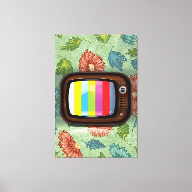 Tidigare CRT-TV-Vintage Canvastryck (Framsida)
