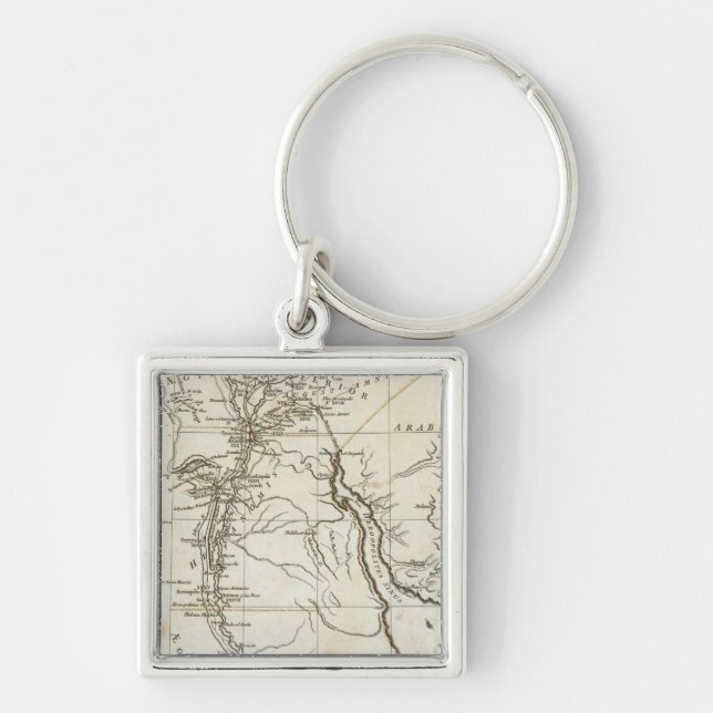 Tidigare Egypten 4 Fyrkantig Silverfärgad Nyckelring (Framsidan)