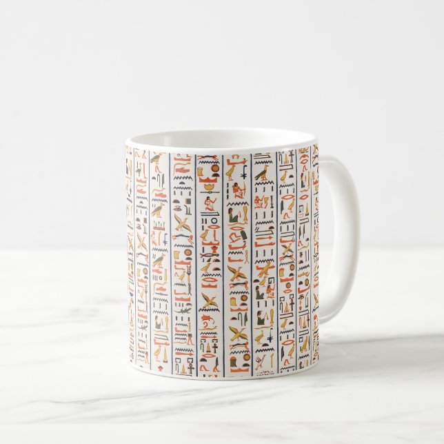 Tidigare egypten-hieroglyfer mönster-bakgrund kaffemugg (Framsida höger)