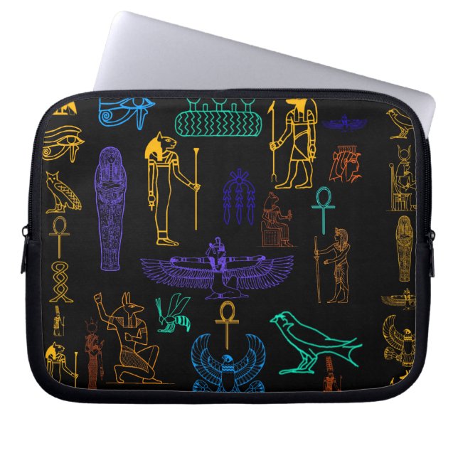 Tidigare egyptiska hieroglyfer och symboler laptop fodral (Framsidan)
