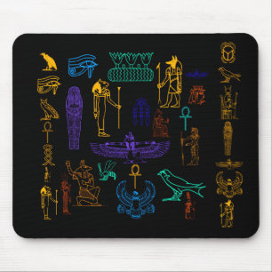 Tidigare egyptiska hieroglyfer och symboler musmatta