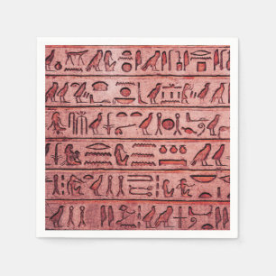 Tidigare egyptiska Hieroglyphs Red Napkins Pappersservett