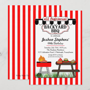 Tidigare fashioned Backyard BBQ-Födelsedagsfest Inbjudningar