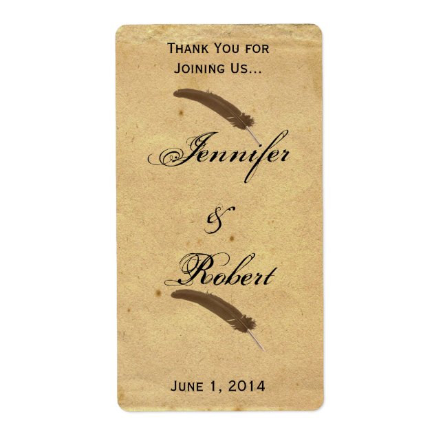 Tidigare fashioned Elegance Parchment Quill Vin-et Fraktsedel (Framsidan)