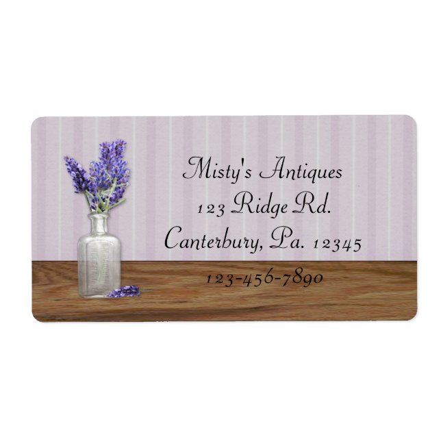 Tidigare Flaska i Lavender-etiketten - affärsetike Fraktsedel (Framsidan)