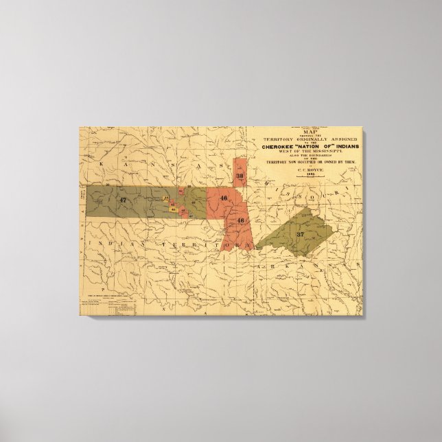 Tidigare gränser för "indianernas nationer" i Cher Canvastryck (Framsida)