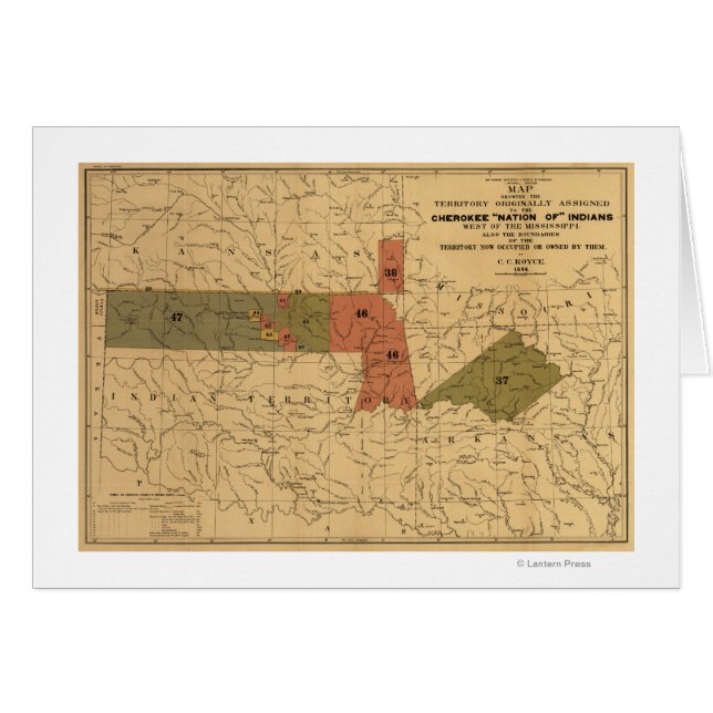 Tidigare gränser för "indianernas nationer" i Cher Hälsningskort (Framsidan Horizontal)