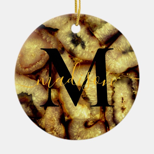 Tidigare Grönt Quartz Agates monogram Julgransprydnad Keramik (Framsidan)