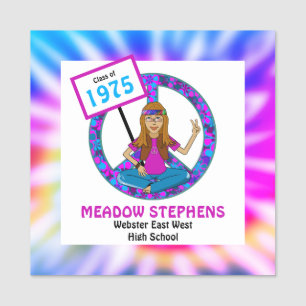 Tidigare Hippie Hippy Tie Dye Class Reunion Namn b Namnbricka