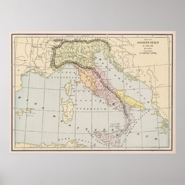 Tidigare Italien Karta 800-222 BC (1901) Poster (Framsidan)