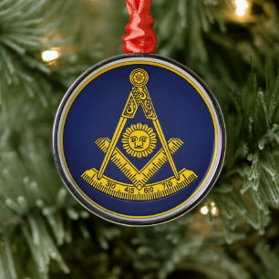 Tidigare Master Freemason Square och Compass Mason Julgransprydnad Metall