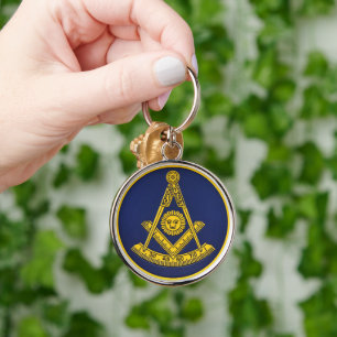 Tidigare Master Freemason Square och Compass Mason Rund Silverfärgad Nyckelring