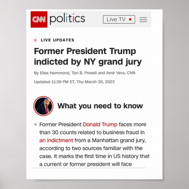 Tidigare president Trump Poster (Framsidan)