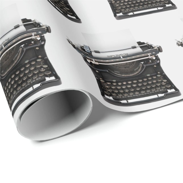 Tidigare skrivmaskin med Grattis på födelsedagen-t Presentpapper (Rullad Hörn)